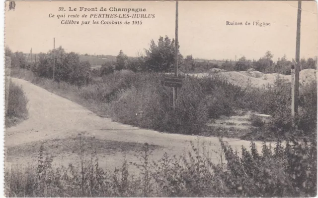 G504 Perthes Les Hurlus - Ruines De L'eglise - Ww1 - Guerre 1914-1915