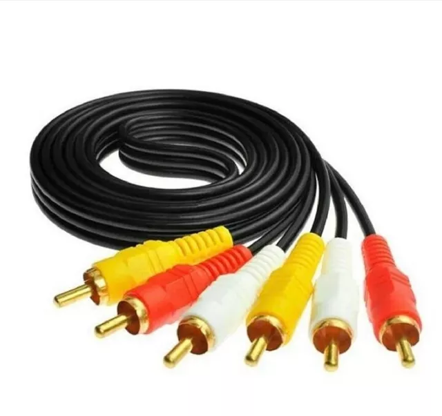 3x RCA Male to Plug Cable Lead PHONO Audio & Video Composite AV TV DVD Wire