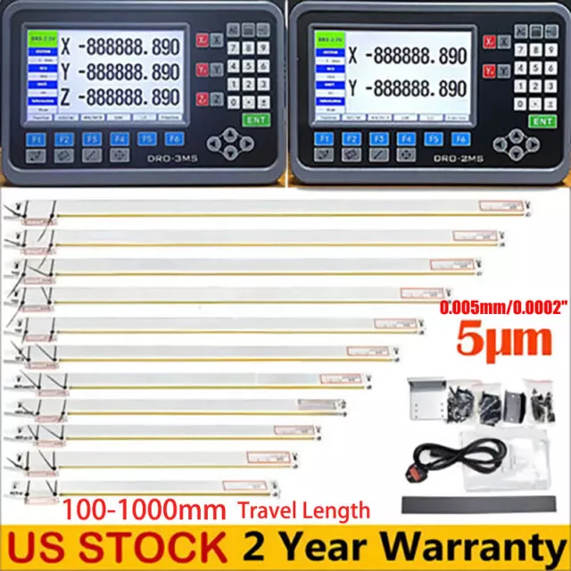 Precision 5μm Linear Scale DRO 2/3 Axis Digital Readout Glass Encoder Lathe Mill