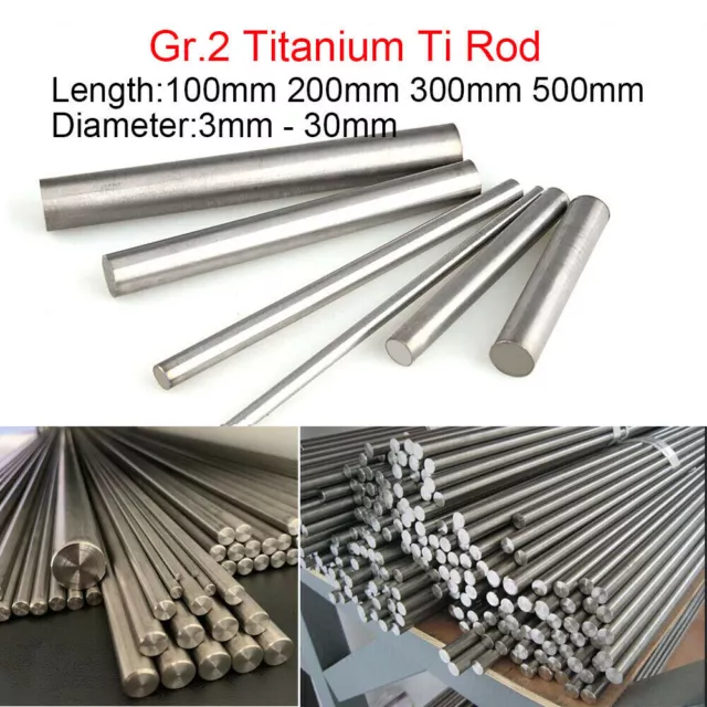 3mm -30mm Grade 2 Titanium Rod Round Solid Bar 100/300/200/500mm Ti Metal Stick