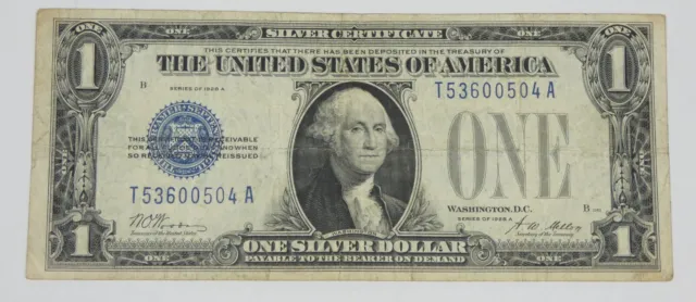Series 1928-A Blue Seal $1 Silver Certificate Note VERY FINE  Fr#1601 Prob Free