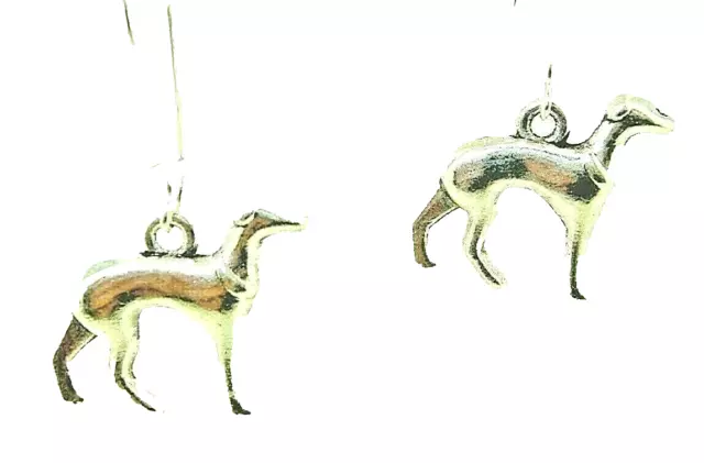 New  Beautiful  Greyhound  Whippet  IG  Dog Silver-tone Dangle Earrings  1-7/16"