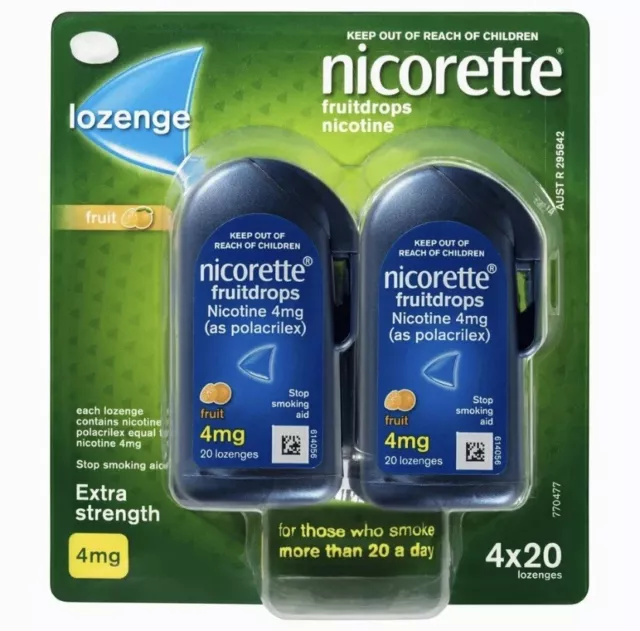 Nicorette Cooldrops Extra Strength Fruit Lozenge 80 Pieces 4mg