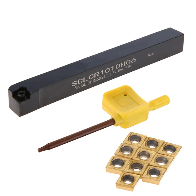 1pc SCLCR1010H06 Lathe Turning Tool Holder Boring Bar + 10pcs CCMT0602 C