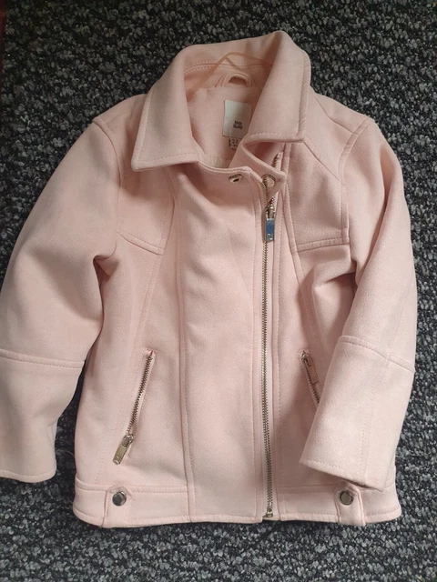 Giacca Bambini River Island 2/3 anni look pelle scamosciata rosa