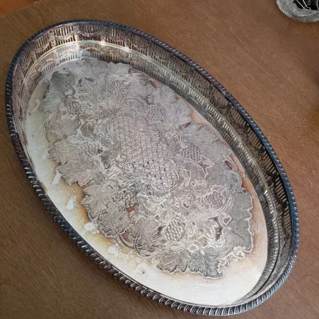 Vintage Silver Plate Serving Platter Oval - Cavendish - Sheffield Eng E.P Copper