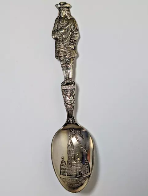 Philadelphia William Penn Heavy Sterling Silver Souvenir Spoon "Mjr"