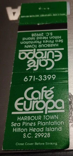 Vintage Matchbook Cafe Europa Hilton Head Island South Carolina C76