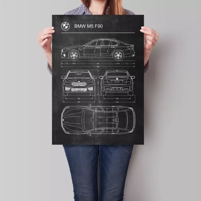 BMW F90 M5 Car Poster Retro Patent Blueprint Art Print