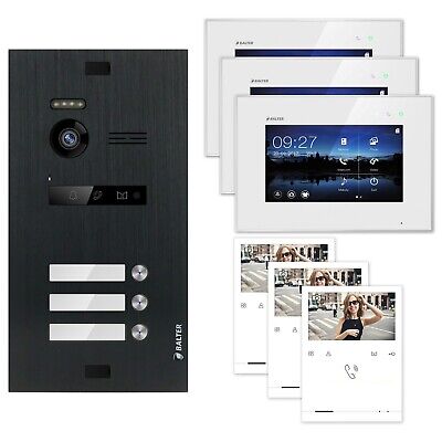 Balter Evo Noir Quick + 7 " LCD Vidéo Interphone Kit pour 3 Maison de Famille