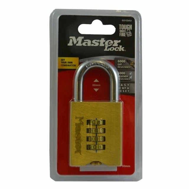 Master Lock 50mm Brass Resettable Combination Padlock - 651DAU