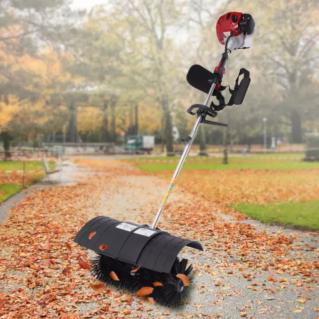 52cc Handheld Walk Behind Sweeper 2Stroke Gas Power Broom Walkway Cleaning Tool