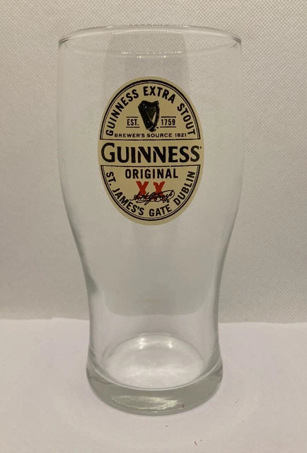 GUINNESS Glass Original XX Stout Beer Pint Irish Branded Rare