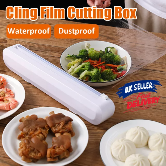 Kitchen Cling Wrap Foil Dispenser Sealing Film Cutter Storage Holder