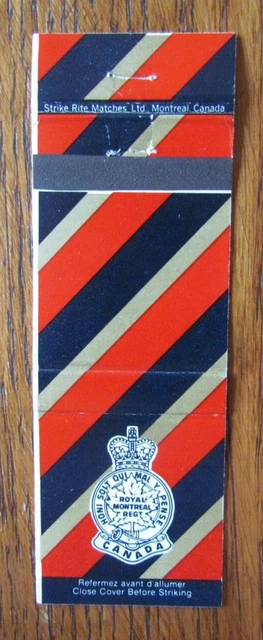 Canadian Military Matchbook Cover: Royal Montreal Regiment Empty Matchcover -D3