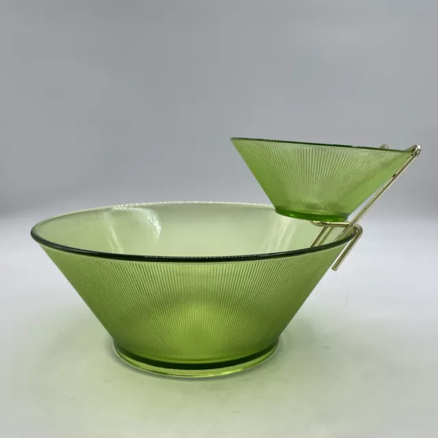 Norse Limelight Chip & Dip Set Federal Glass Green Mid-Century Vintage NICE