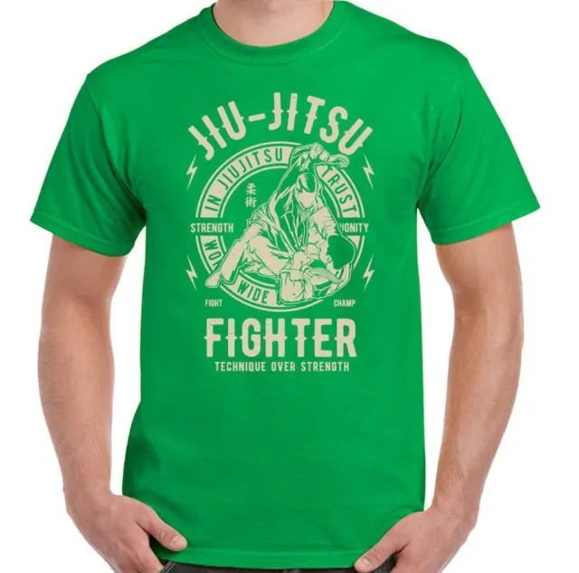 T-shirt uomo arti marziali Jiu Jitsu Fighter allenamento top palestra MMA combattimento brasiliano 5