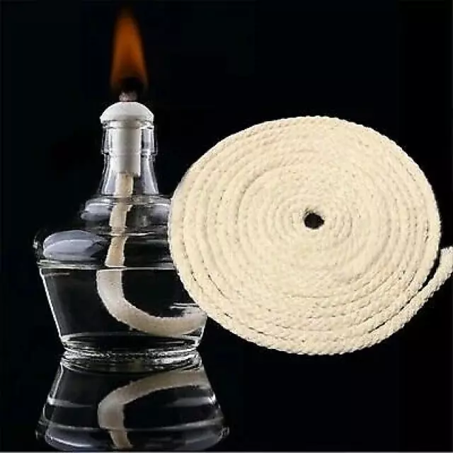 5m Round Cotton Oil Lamp Lantern Wick 10mm For Kerosene Burner Lighting 3-8mm