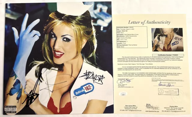 Blink-182 Signed Vinyl Enema Of The State JSA COA LOA Album Lp Barker Delonge x3