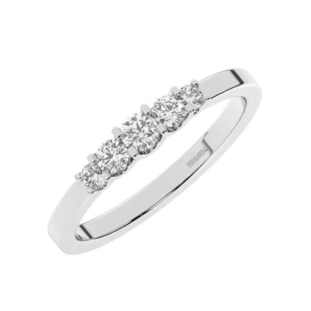 3 MM 100% Natural Round Brilliant Cut Diamonds Engagement Ring in 9K White Gold