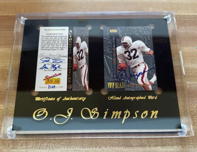 Oj Simpson 1994 Signature Rookies Tetrad Signed In Jail /2500 Card #T6 Auto!