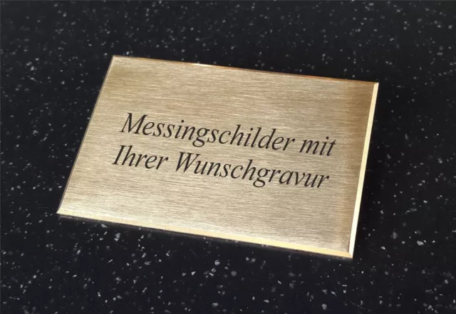 MESSINGSCHILD Türschild Grabschild - 80x50mm selbstklebend - mit Wunschgravur