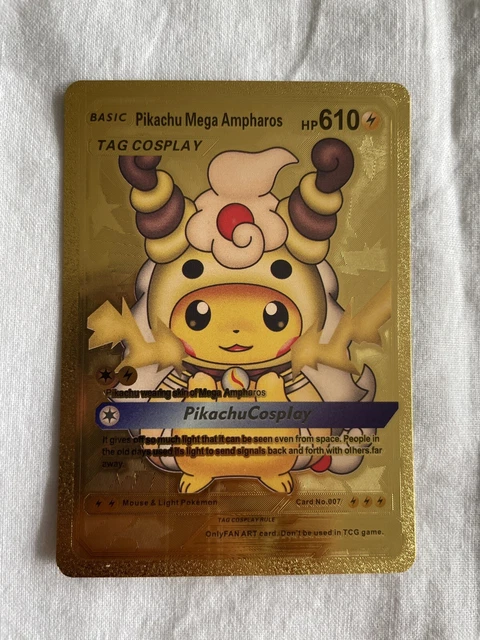PIKACHU MEGA AMPHAROS Base Set Gold Display Pokémon Card Rare Gift UK ...