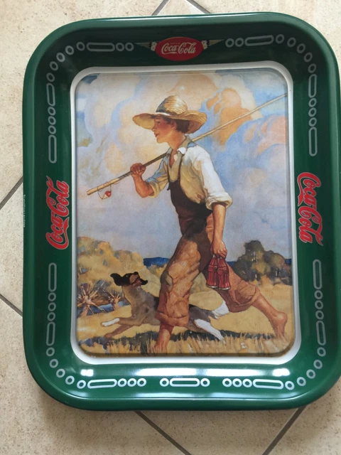 Coca Cola  Vassoio Metallo  Cm  34,5 X 28 Boy And Dog   Anni 80  Scat. Lecchese