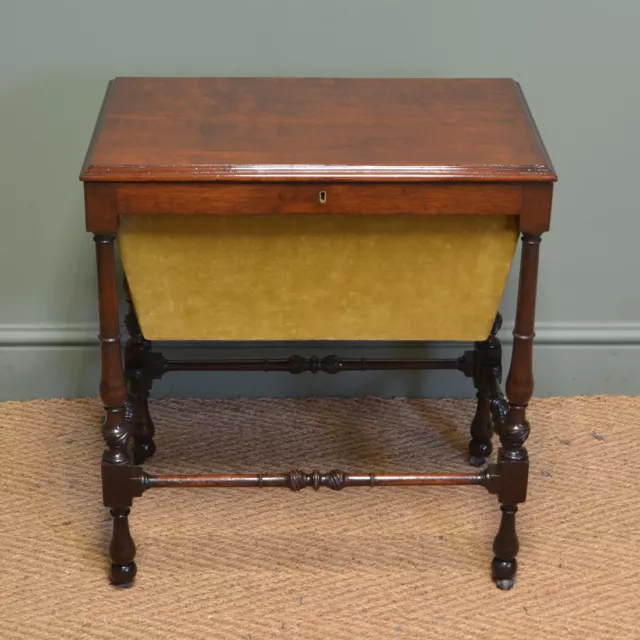 Small Edwardian Mahogany Antique Work Box / Side Table