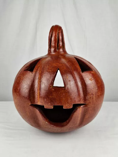 Glazed Terracotta Jack-o'-lantern Pumpkin Mexico 12" Tall Halloween