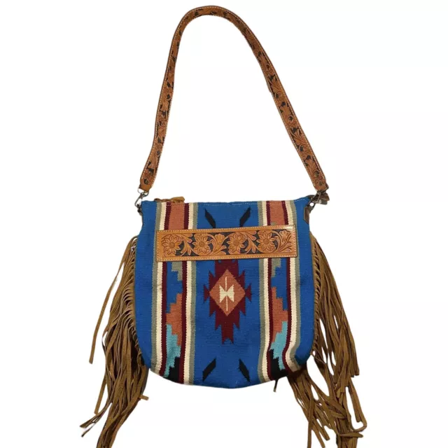 American Darling Brown and White Fringe Cross Body Purse – Western