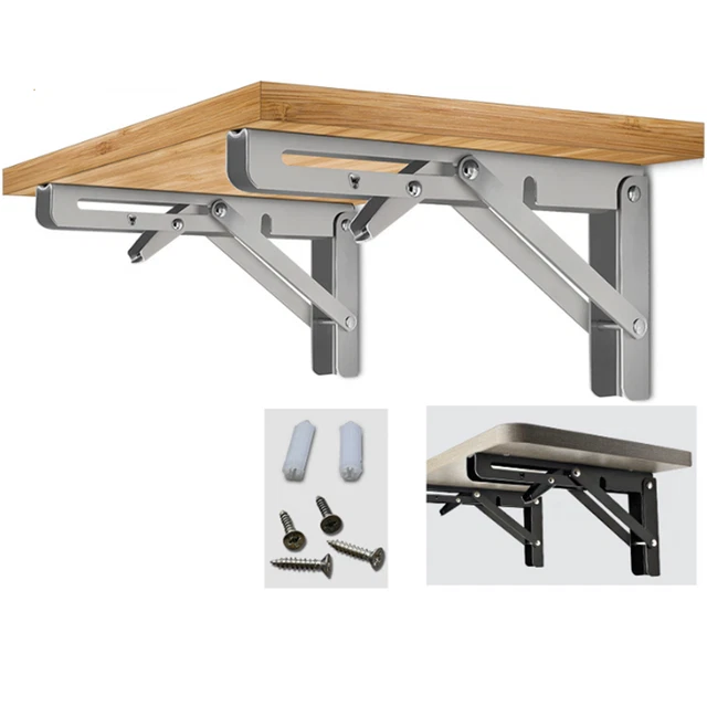Estribo plegable soporte triangular para estanterías montaje profesional en pared 2 piezas