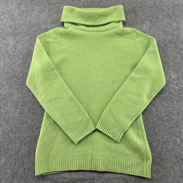 United Colors Of Benetton Sweater Womens M Green Wool Pullover Turtleneck Wool