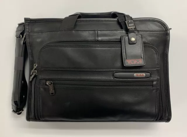 Tumi SLIM DELUXE PORTFOLIO Black Leather Brief Case Bag 963110D4 $495