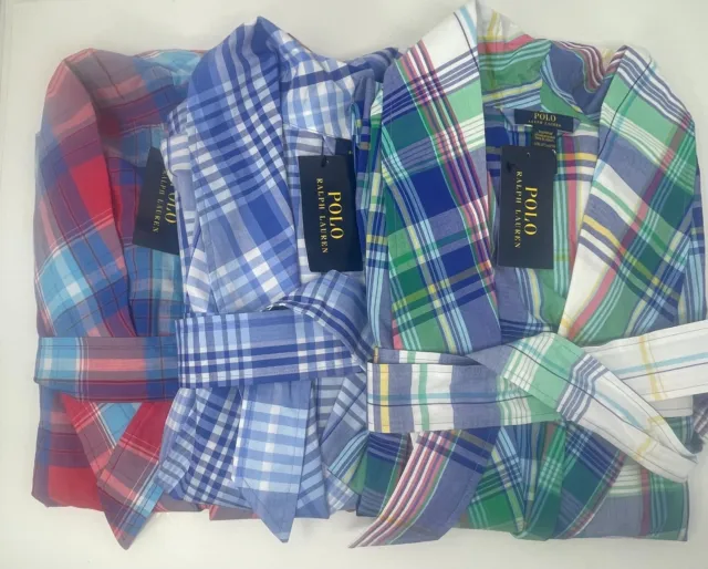 Polo Ralph Lauren Plaid Woven Cotton Robe Men's Choose Pattern S/M or L/XL