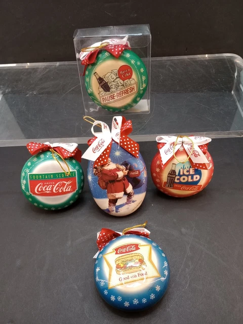 VTG 1- 1993 & 4 -1997 Nostalgic Coca-cola Christmas Ornaments Estate Sale