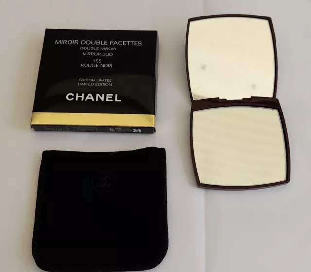 Chanel Brown MIROIR DOUBLE FACETTES Mirror 啡色隨身鏡155 ROUGE NOIR, 美容＆個人護理,  健康及美容- 皮膚護理, 化妝品- Carousell