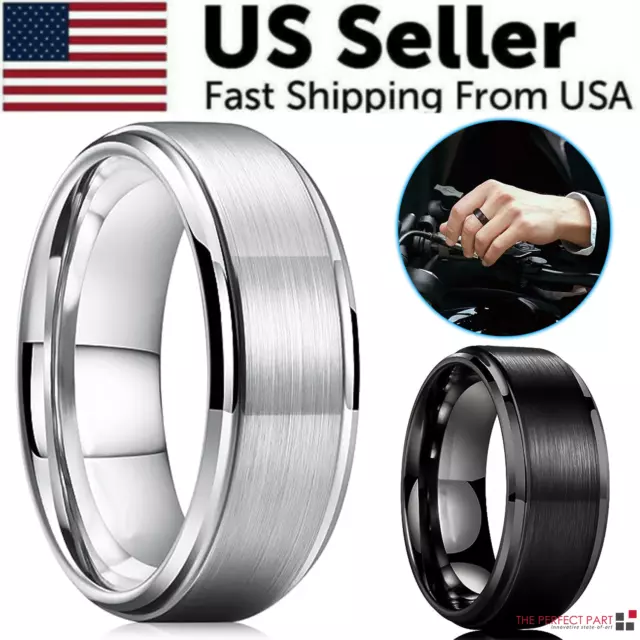 Tungsten Carbide Wedding Band Ring Brushed Silver Mens Jewelry Size 5-17 + Half