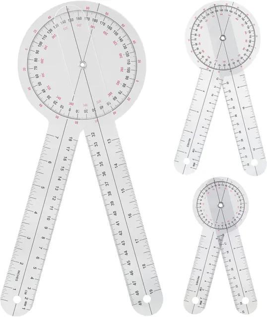 Goniometer Set 3 Pieces of 6/8/12 Inch Occupational Physical Therapy Protractor