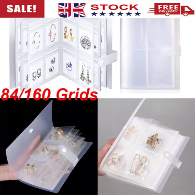 84/160 Grid Transparent Jewelry Storage Book Portable Travel Organizer Album Bag