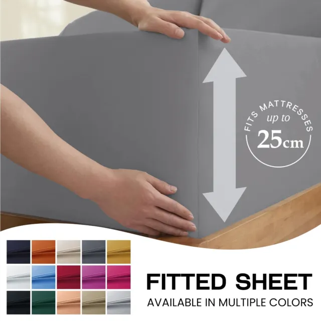 Super Soft Fitted Sheet Extra Deep 25cm Single Double King Size Bed Sheets Uk