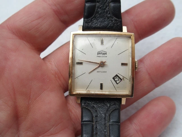 Montre Homme Vintage Philippe Precision Mécanique - Acier Et Cuir Fonctionne