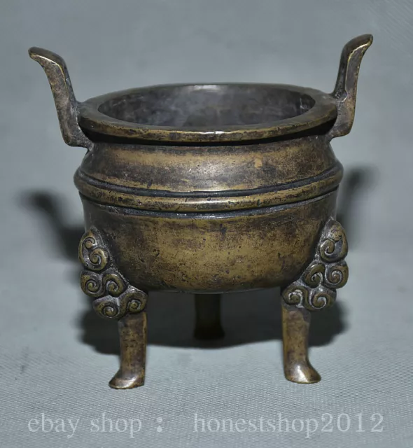 3.8"Antike Alte China Kupfer Dynastie Palast Beast Beine Weihrauchbrenner Censer