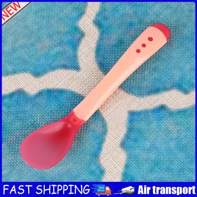 Infant Sensing Temperature Sucker Bowl Fork Spoon Tableware (Pink Spoon) AU