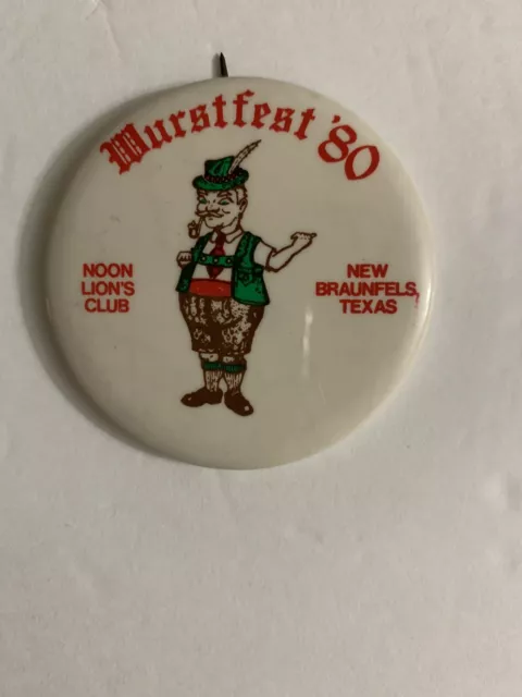 Wurstfest New Braunfels Texas 1980 Advertising Pin Vintage Approx 2 Inches