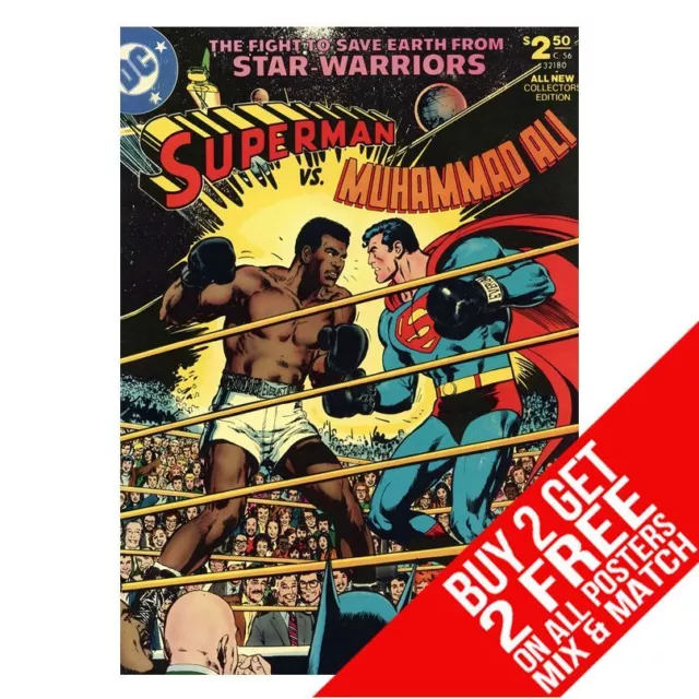 Muhammad Ali V Superman Cc8 Comic Poster Print A4 A3 Size Buy 2 Get Any 2 Free