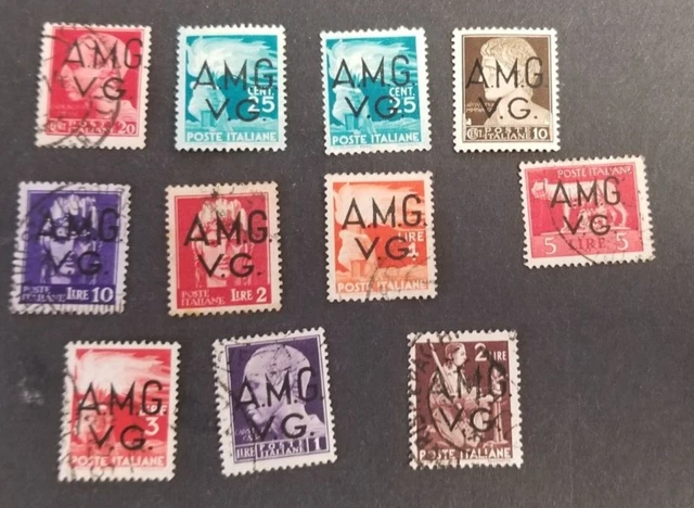 Italy,  nice lot of old Italian Allied Occupation stamps, AMGVG overprints