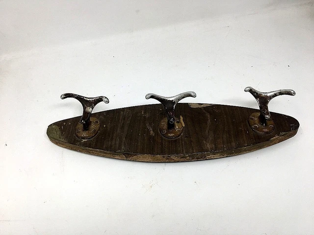 Old Wooden Brass Coat Hanger Hook Wall Fix Tie Hanger 3 Hook Handcrafted 5