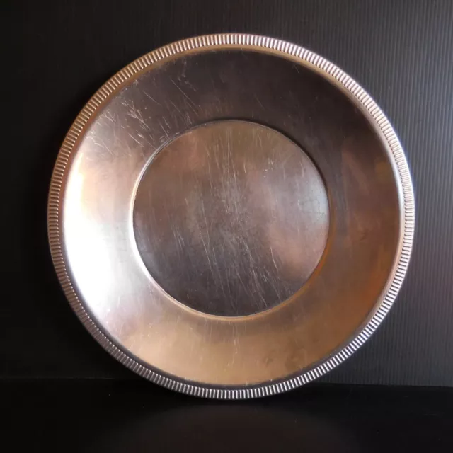 Plato Plano Metal Inoxidable Vintage Arte Deco Mesa Cocina Casa Francia N7053