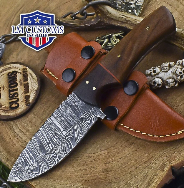Custom Skinner Knife Twist Damascus Walnut Wood Wooden Bolster Gift Best Selling